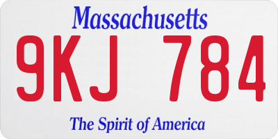 MA license plate 9KJ784