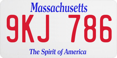 MA license plate 9KJ786