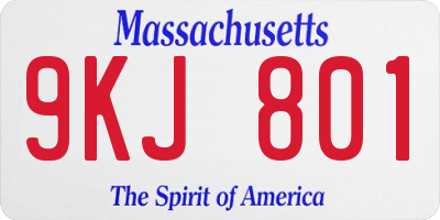 MA license plate 9KJ801