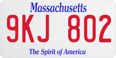MA license plate 9KJ802