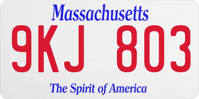 MA license plate 9KJ803
