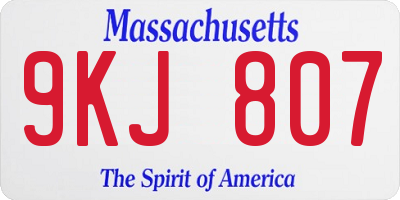 MA license plate 9KJ807
