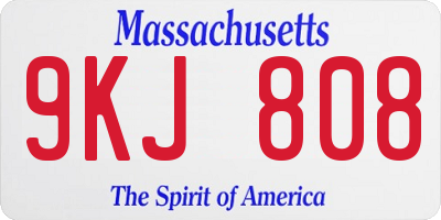 MA license plate 9KJ808