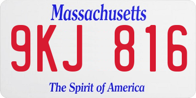MA license plate 9KJ816