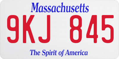 MA license plate 9KJ845