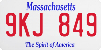 MA license plate 9KJ849