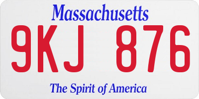 MA license plate 9KJ876