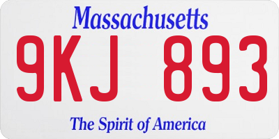 MA license plate 9KJ893