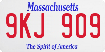 MA license plate 9KJ909