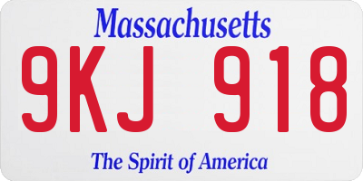 MA license plate 9KJ918