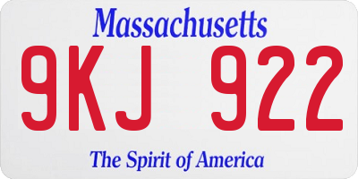 MA license plate 9KJ922