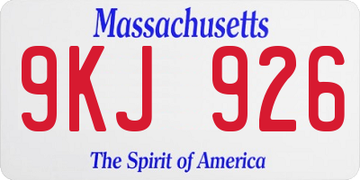 MA license plate 9KJ926