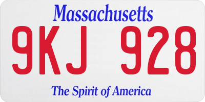 MA license plate 9KJ928