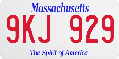 MA license plate 9KJ929