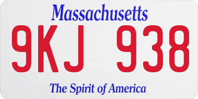 MA license plate 9KJ938