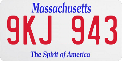 MA license plate 9KJ943