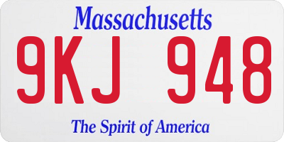 MA license plate 9KJ948