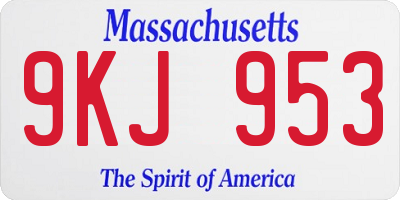 MA license plate 9KJ953