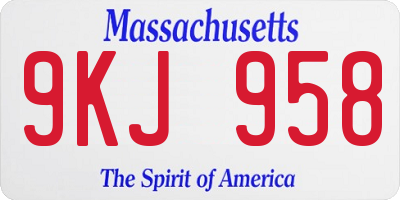 MA license plate 9KJ958