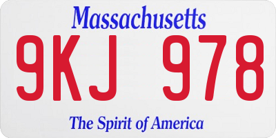 MA license plate 9KJ978