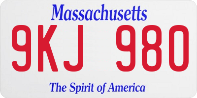 MA license plate 9KJ980