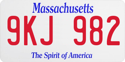 MA license plate 9KJ982