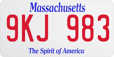 MA license plate 9KJ983
