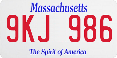 MA license plate 9KJ986