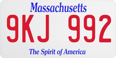 MA license plate 9KJ992