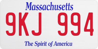 MA license plate 9KJ994