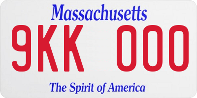 MA license plate 9KK000