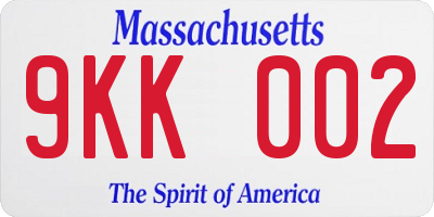 MA license plate 9KK002
