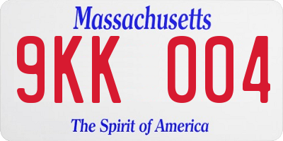 MA license plate 9KK004