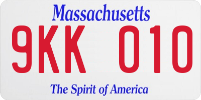MA license plate 9KK010
