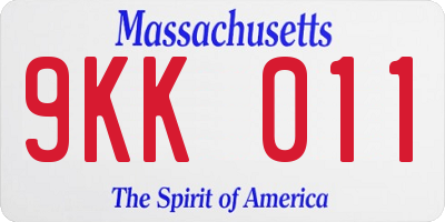 MA license plate 9KK011