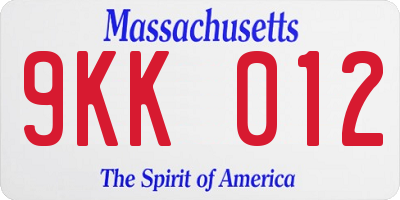 MA license plate 9KK012