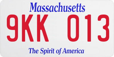 MA license plate 9KK013