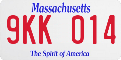 MA license plate 9KK014