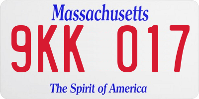 MA license plate 9KK017