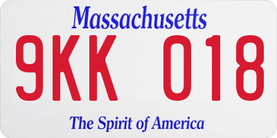 MA license plate 9KK018