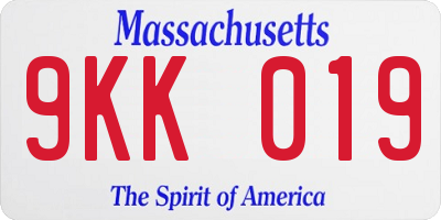 MA license plate 9KK019