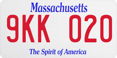 MA license plate 9KK020