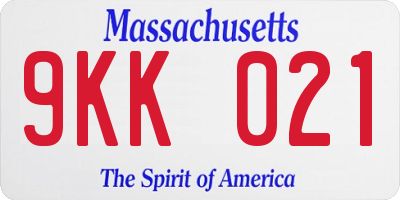 MA license plate 9KK021