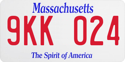 MA license plate 9KK024