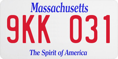 MA license plate 9KK031