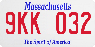 MA license plate 9KK032