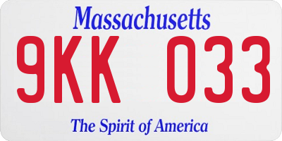 MA license plate 9KK033