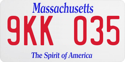 MA license plate 9KK035
