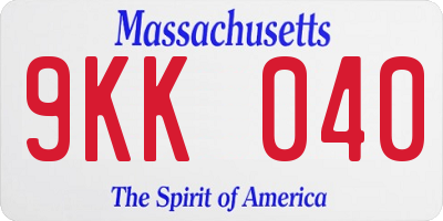 MA license plate 9KK040