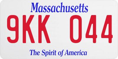 MA license plate 9KK044